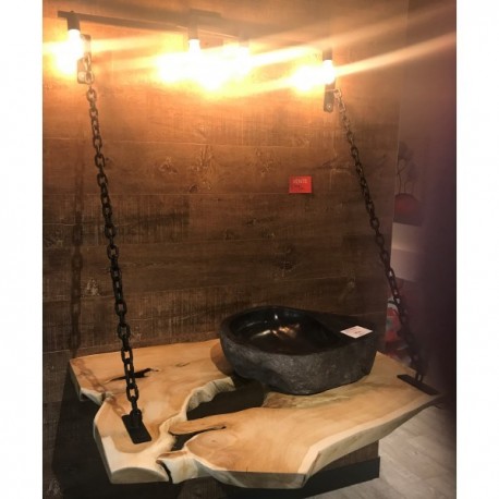 Exotic wood vanity with chains