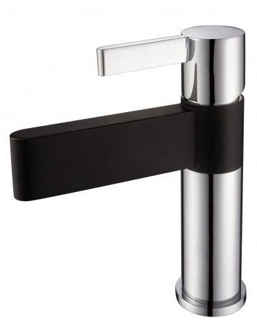 Raja, polished chrome and matte black sink faucet