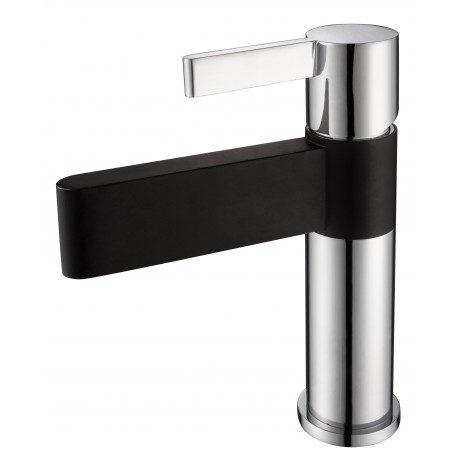 Raja, polished chrome and matte black sink faucet