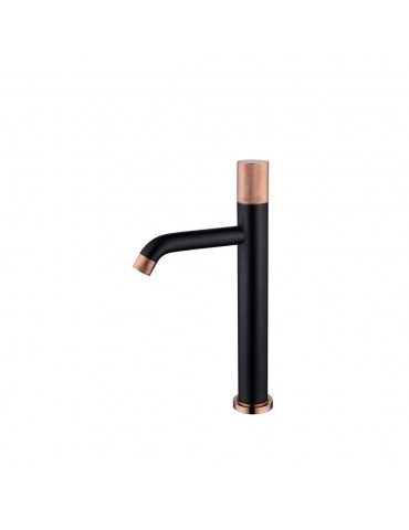 Mateo, matte black and rose gold basin faucet