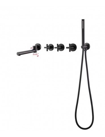 Njord, matte black wall mount tub faucet