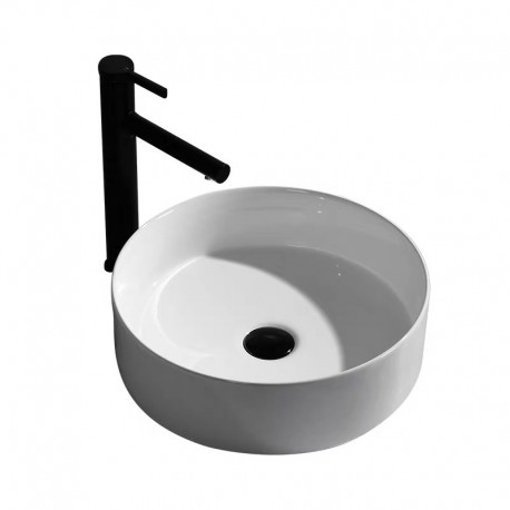 Epona 14", lavabo rond en porcelaine avec fini blanc