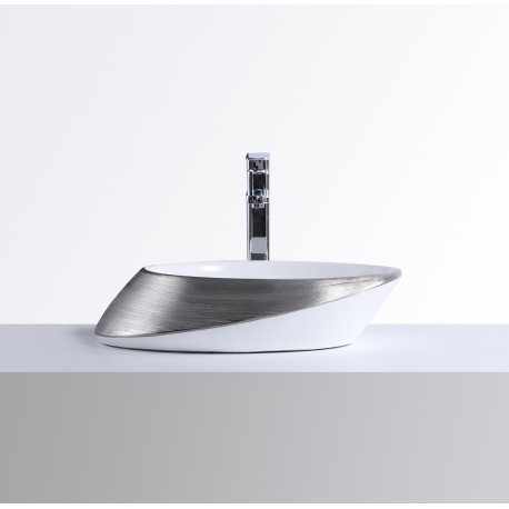 Odin, lavabo argent et blanc