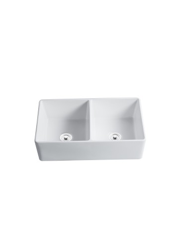 Balios, 33" Glossy White Double Porcelain Sink