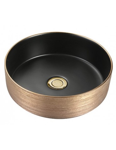 Epona 14", Lavabo Rond avec Fini Noir et Or