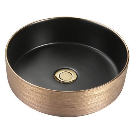 Epona 14", Lavabo Rond avec Fini Noir et Or