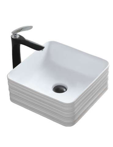 Quadra 15", Lavabo carré avec fini blanc mat