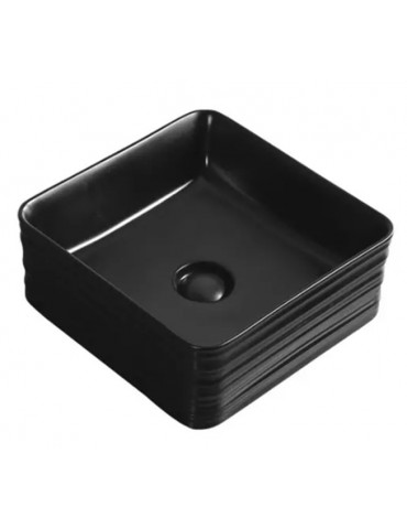 Quadra 15", Lavabo carré fini noir mat