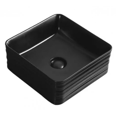 Quadra 15", Lavabo carré fini noir mat