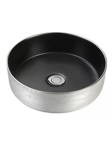 Epona 14", Lavabo rond avec fini argent et noir