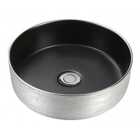 Epona 14", Lavabo rond avec fini argent et noir