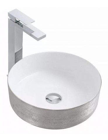 Epona 14", Lavabo rond avec fini argent et blanc