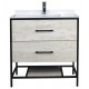 Titus 32'', Vivo Oak, Freestanding Vanity with White Countertop