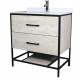 Titus 32'', Vivo Oak, Freestanding Vanity with White Countertop