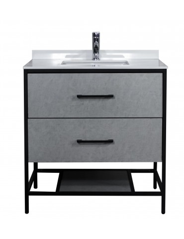 Titus 32'', Honor Gray, Freestanding Vanity with White Countertop