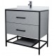 Titus 32'', Honor Gray, Freestanding Vanity with White Countertop