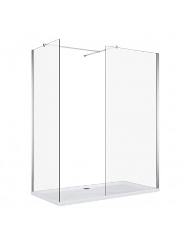 Fresca 32", Chrome walk-in style glass shower with 34" return