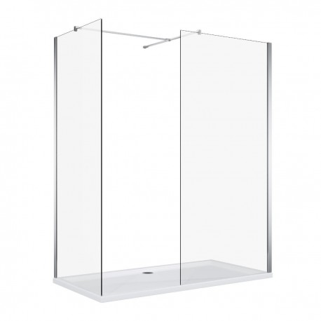 Fresca 32", Douche en verre style ''walk-in'' Chrome avec retour 34"