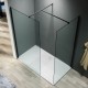 Fresca 32", Black matte walk-in style glass shower with 34" return