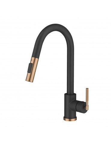 Kidali II, kitchen faucet matte black and gold