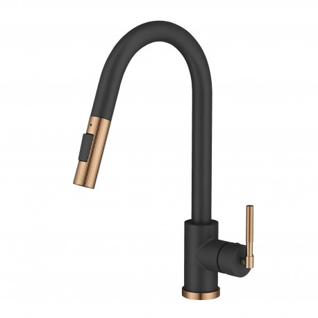 Kidali II, kitchen faucet matte black and gold