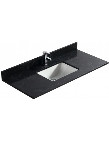 Noir 48", dessus de vanité en quartz avec lavabo en porcelaine sous-plan