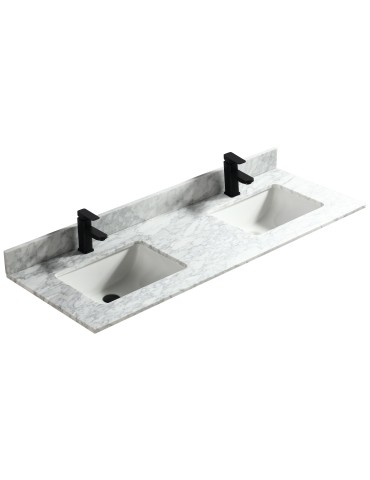 Carrara blanc 60", dessus de vanité en marbre avec 2 lavabo en porcelaine sous-plan