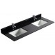 Galaxy Black 60", granite vanity top with 2 undermount porcelain sink