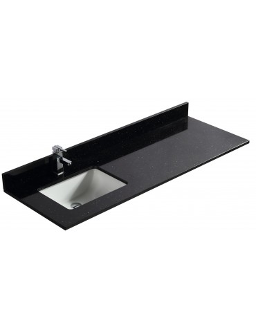 Galaxy noir 60", dessus de vanité en granite avec lavabo en porcelaine sous-plan