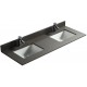 Pure Gray 60", Quartz Vanity Top with 2 Undermount Porcelain Sinks