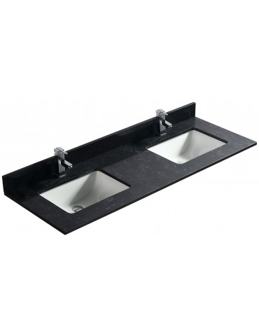 Noir 48", dessus de vanité en quartz avec lavabo en porcelaine sous-plan