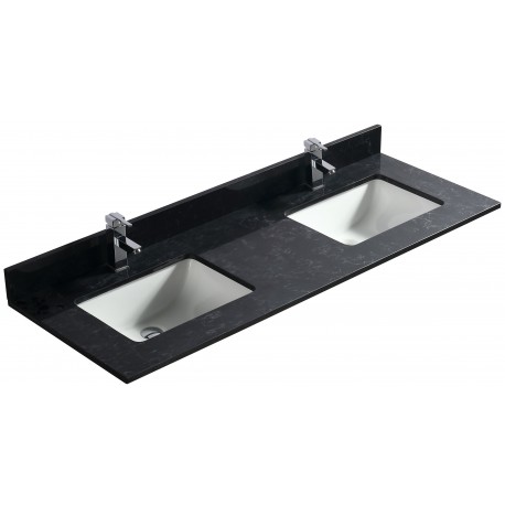 Noir 48", dessus de vanité en quartz avec lavabo en porcelaine sous-plan