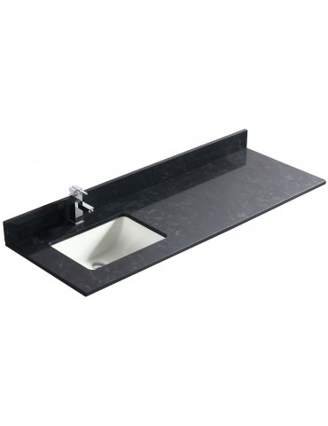 Noir 48", dessus de vanité en quartz avec lavabo en porcelaine sous-plan