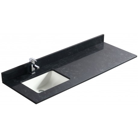 Noir 48", dessus de vanité en quartz avec lavabo en porcelaine sous-plan