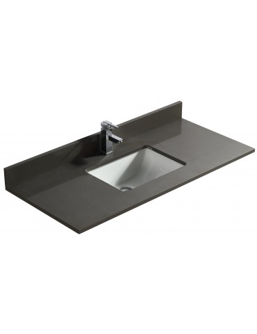 Gris pure 48", dessus de vanité en quartz avec lavabo en porcelaine sous-plan