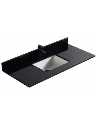 Galaxy noir 48", dessus de vanité en granite avec lavabo en porcelaine sous-plan