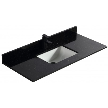 Galaxy noir 48", dessus de vanité en granite avec lavabo en porcelaine sous-plan