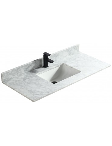 White Carrara 48", Marble Vanity Top with Undermount Porcelain Sink