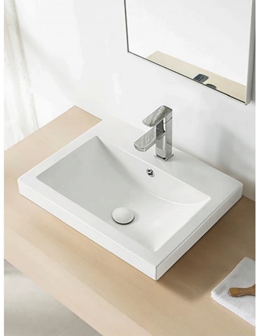 Mars, Lavabo en porcelaine semi-encastré