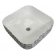 Volva 15", square porcelain sink with glossy white finish and graphics