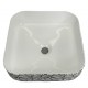 Volva 15", square porcelain sink with glossy white finish and graphics