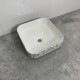 Volva 15", square porcelain sink with glossy white finish and graphics