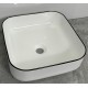 Nyx 15", square porcelain sink with glossy white and black finish