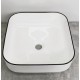 Nyx 15", square porcelain sink with glossy white and black finish