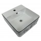 Kali, rectangle porcelain sink with glossy white finish, glossy black border and graphics