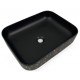 Volva, square porcelain sink with matt black finish and golden marbling