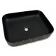 Volva, square porcelain sink with matt black finish and golden marbling