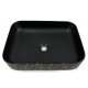 Volva, square porcelain sink with matt black finish and golden marbling