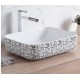 Nyx 14", lavabo carré en porcelaine avec fini blanc et noir lustré