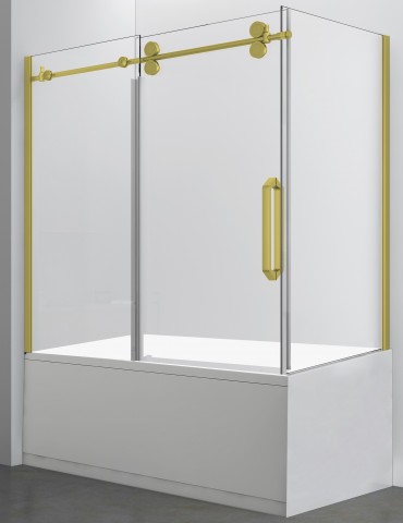 Apollon 60", Shower Door on Bath, matt gold finish